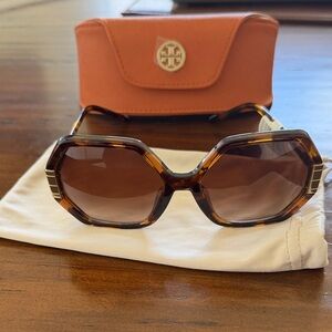 Tory Burch Tortoise Sunglasses with Orange Case